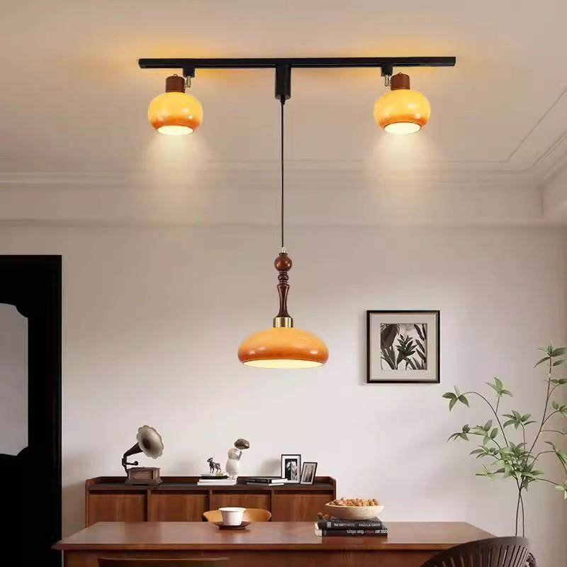 中台43924古风餐厅可灯桃移位轨道吊复古法式奶油风吧柿子玻璃胡,家装灯饰光源,智能吊灯,淘宝优惠券,粉丝福利购,淘宝优惠卷