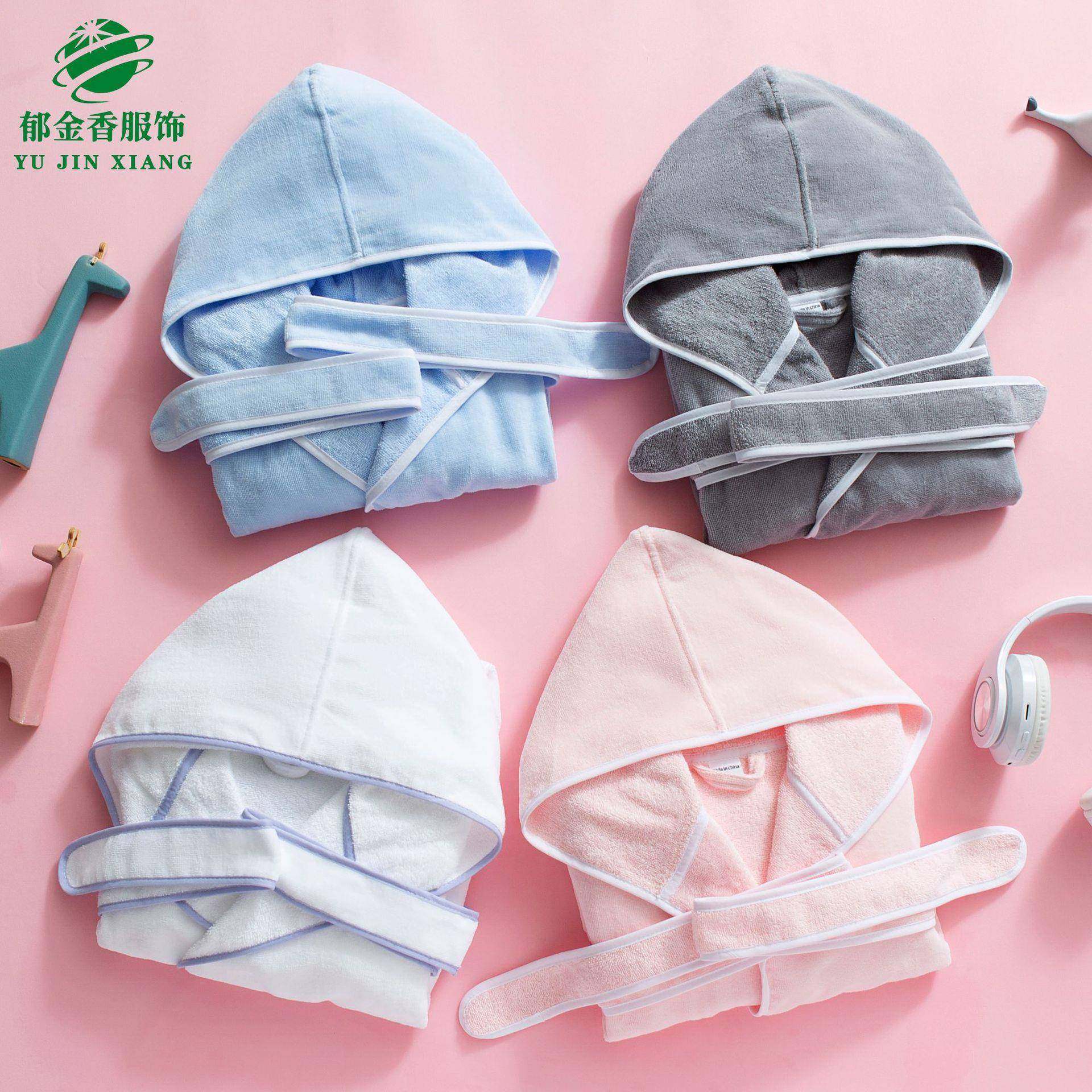 童浴袍纯棉割连帽包边儿童割绒宝宝儿睡袍吸水全包式酒店绒民宿浴