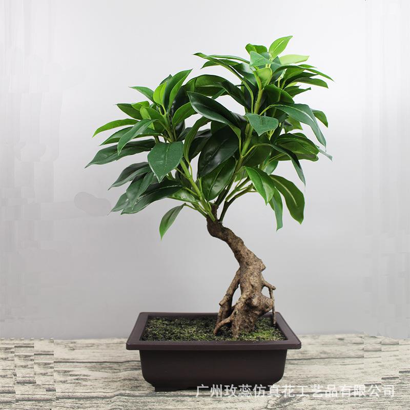 假树发财树真植YC076-3花物落地盆仿栽大真型客厅盆景假花塑料装