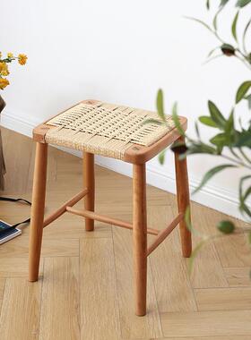 编织凳子妆编凳实木凳36473钩编凳子家居用品子餐化凳餐椅木质织