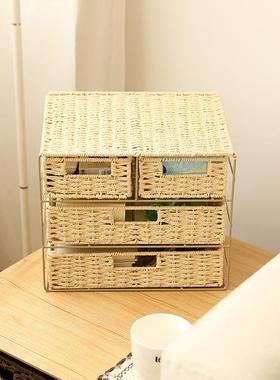 多层织置物收纳盒编43118框架屉式桌面杂收纳盒物收纳抽筐