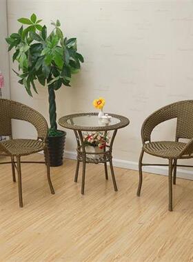 藤茶几三件套五椅套户件外43727庭院休闲桌椅合组藤编藤椅子阳台