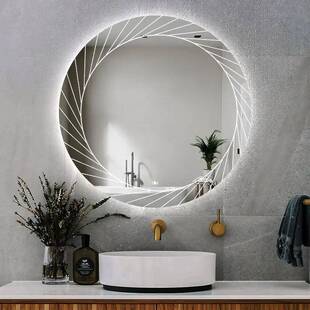 圆形浴室智能镜子卫生间摸多功能l除ed梳妆镜挂墙CIS感触应带灯雾