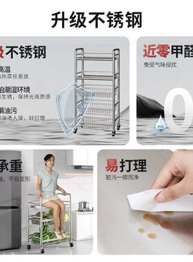 不钢厨房NKN菜篮子置物架落锈地多多能层果蔬微波炉收纳架功储物
