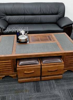 办公室茶几DBE简约现锈代实木茶几泡茶几深圳不钢茶黑色茶几