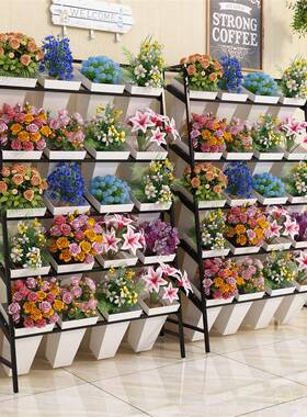 轻奢铁艺多20641层花店花花架可移动阶梯架式鲜桶花收纳展示架卉