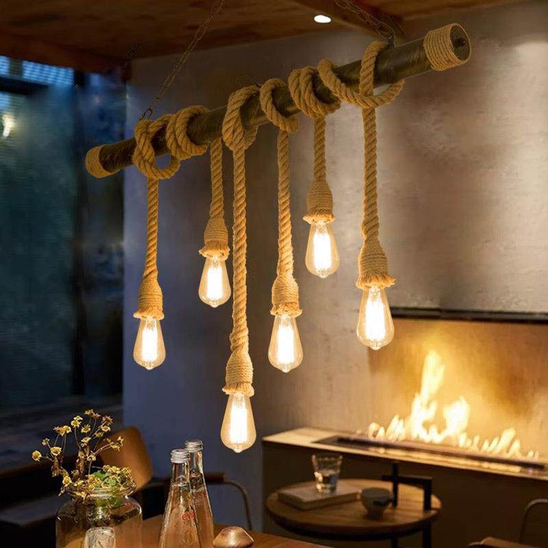 艺工复229业风铁吊绳灯古麻创意餐厅酒吧异型灯具,家装灯饰光源,智能吊灯,淘宝优惠券,粉丝福利购,淘宝优惠卷