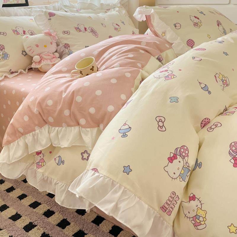 纯棉床上四床件100全EX240826棉床品凯蒂被套学套生床宿舍单人笠,床上用品,床品套件/四件套/多件套,淘宝优惠券,粉丝福利购,淘宝优惠卷