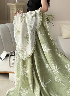 室全棉精细纱民宿31224纱布毯子流苏毯办公毯沙发盖毯汽车备用毯