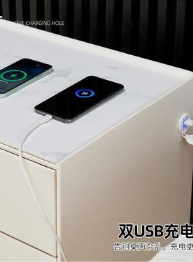 克拉克皮质智电能28630岩板床柜指纹锁头无线托充皮革皮艺软包床