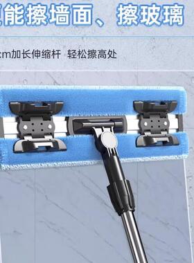 丽雅转夹布拖布把家用木GDU地板拖把大拖头墩干湿两用吸水旋平板