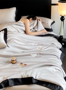 床A套类天丝刺绣夏凉被蝶款恋花系列夏被四件单46609家用床上用品