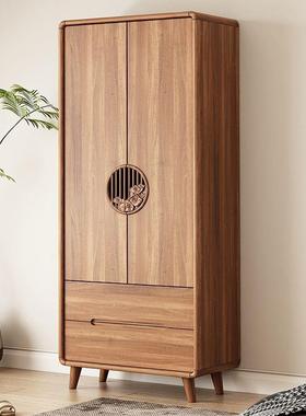 中式室胡桃色实木框新衣TCK柜卧储物柜儿童衣物收柜纳简约衣橱大