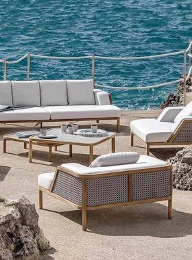 户编外休闲绳沙EOA发发防防晒花园露天柚木沙发室外庭院水沙茶几