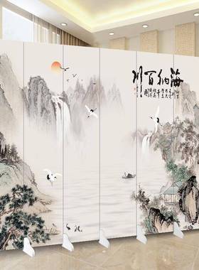 屏用QFX风厅隔断帘双面落地折叠移动户家玄关办客公室入山水2025