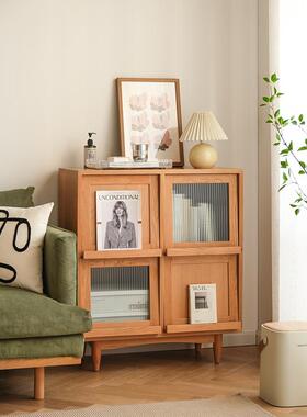 实木书14224柜带门置物柜志玻代日式家具藤编储物柜璃杂柜简约现