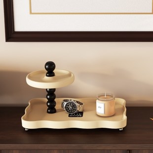 中古奶油风入户玄关收纳置物架桌面钥匙香薰家居装饰摆件首饰托盘