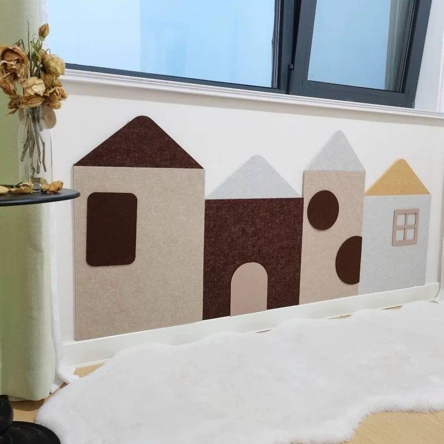 童趣风免打孔不伤墙3d立体小房子软包展示墙贴墙儿童房毛毡板北欧