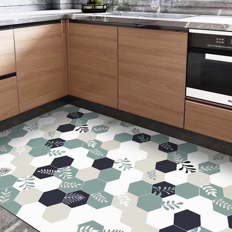 厨房地垫皮革防滑地板防油免洗可擦PVC满铺脚垫入户门口垫子定制