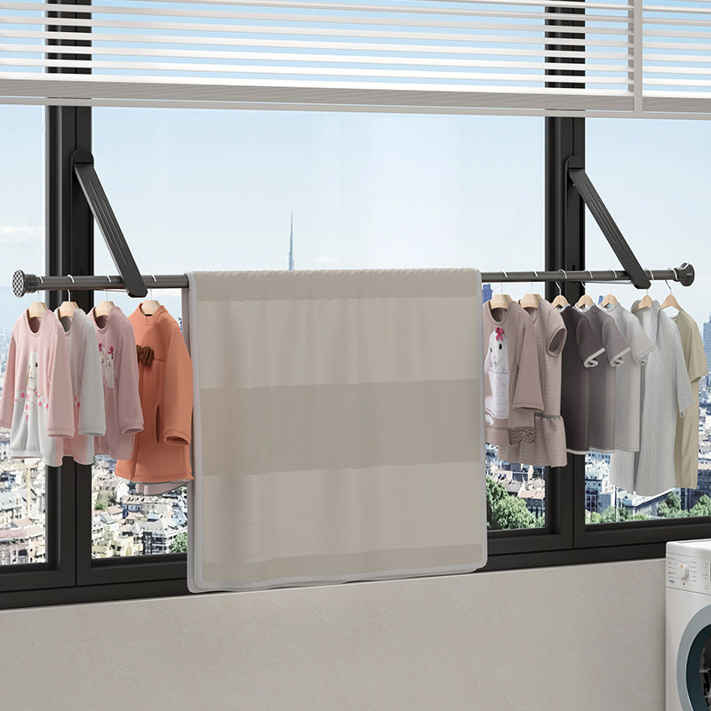 室内隐形窗户墙壁凉衣服神器简易窗台折叠太空铝晾衣架免打孔墙上,收纳整理,金属衣架,淘宝优惠券,粉丝福利购,淘宝优惠卷