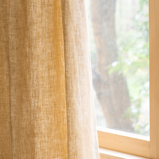 新品大地色2.8米宽幅纯亚麻窗帘定制 暖色调装修麻黄色无甲醛布帘