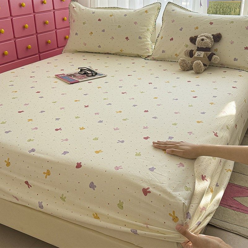 可爱纯棉双层纱床笠单件加厚全棉小兔子儿童床罩单人床垫套三件套,床上用品,床笠,淘宝优惠券,粉丝福利购,淘宝优惠卷