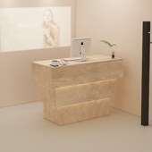 奶油风女装 店吧台黑色柜台酒店前台接待台简约现代 店铺收银台服装