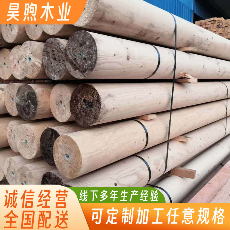 古建防腐木铁杉圆柱铁杉防腐木铁杉圆木铁杉实木仿古木户外