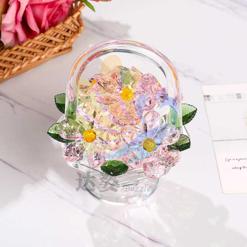 达姿水晶花蓝高颜值花盒花束生日礼物网红粉色少女心装饰品摆件