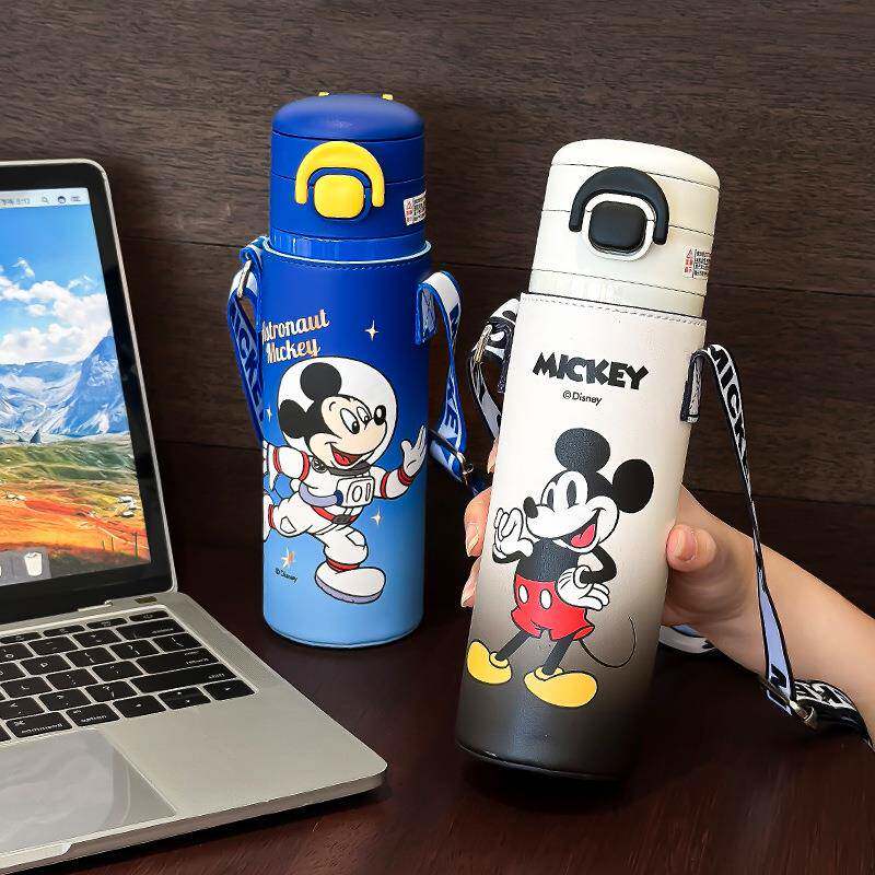 可爱儿童双饮保温杯316不锈钢男女孩上学专用带杯套防摔吸管水杯