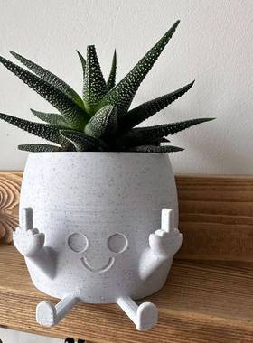 跨境创意双手竖中指花盆摆件家居庭院设计盆栽艺术可爱装饰品摆件