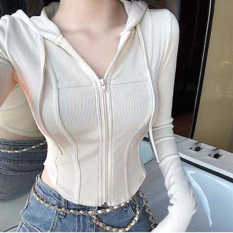 健身外套上女连紧帽衫秋冬身速干衣运动跑步训开练显WT185瘦瑜伽