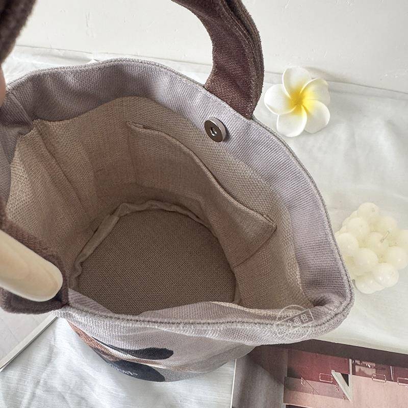 可爱上班族外当出妈学生通勤TBD咪手女提小号拎袋饭盒便水桶帆布