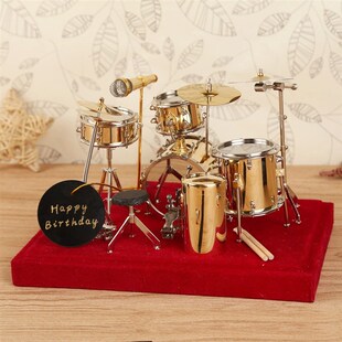 迷你镀金架子鼓爵士鼓乐器模型摆件送老师男女朋友生日教师节礼物