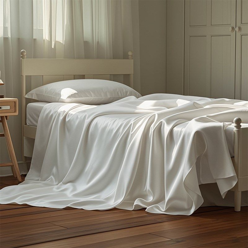 极简风奶油白水洗真丝床单单件丝滑裸睡高级感天丝被单枕套三件套,床上用品,床单,淘宝优惠券,粉丝福利购,淘宝优惠卷