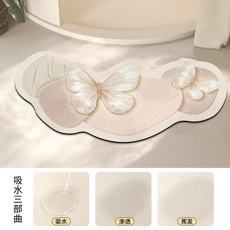 浴室吸水地垫软硅藻泥防滑脚垫蝴蝶卫生间厕所淋浴房门口家用垫子,居家布艺,家用脚垫,淘宝优惠券,粉丝福利购,淘宝优惠卷