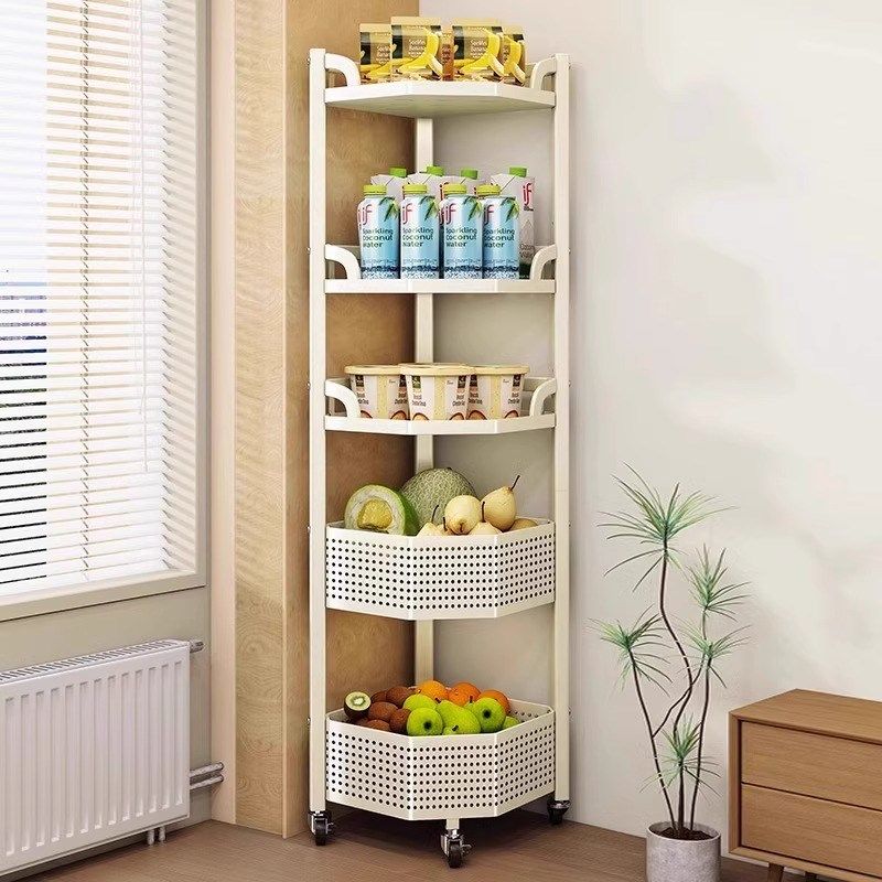 厨房三角可移动置物架转角水果蔬菜收纳篮子墙角锅具多功能收纳架