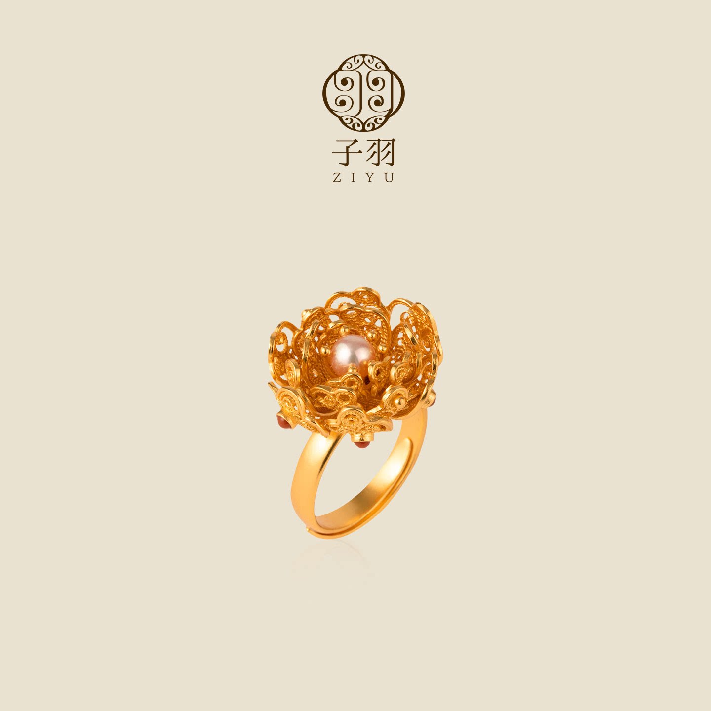 非遗花丝繁花戒指女款图片