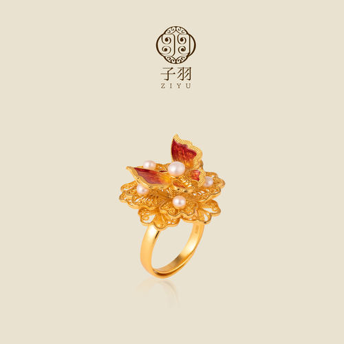 蝶恋花新中式开口银戒指七夕礼