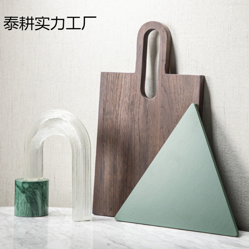 Darchin现代简约木质三角板理石花纹拱门摆件样板房展厅客厅餐厅