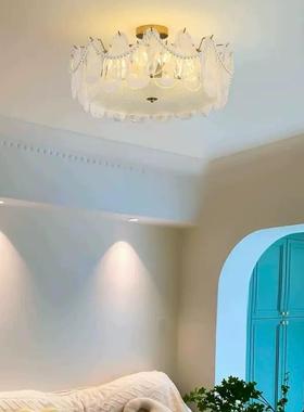 卧室简约卧现代网红灯主灯艺46511术玻璃羽毛复书房灯法式古轻奢