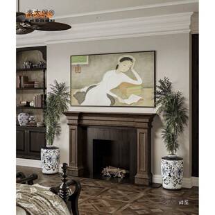 饰859玄关廊卧室麦 装 美式 实木客壁走炉复古做旧中厅古置物柜法式