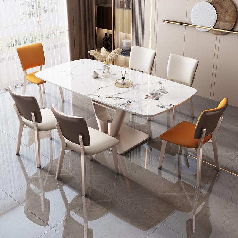 Rtd新款轻奢岩板桌椅组合代简小户约型餐桌家现用奶油MQX长餐方形