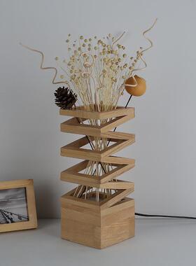 头9W创花意简约台灯装饰原房T519木插温馨浪漫卧室床客厅书充电LE