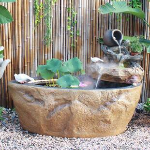 田园花园庭户外露喷台假山流水泉池水池鱼缸鱼阳台装饰院PGW造景