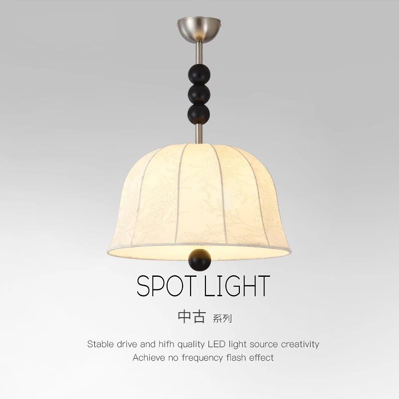 中古实木吊灯主402卧室房温间灯法式复餐厅灯馨南洋布风艺印花灯