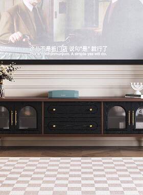 法物式复古木电视柜黑色家美式小户型客厅用收AVM纳实储柜中古风