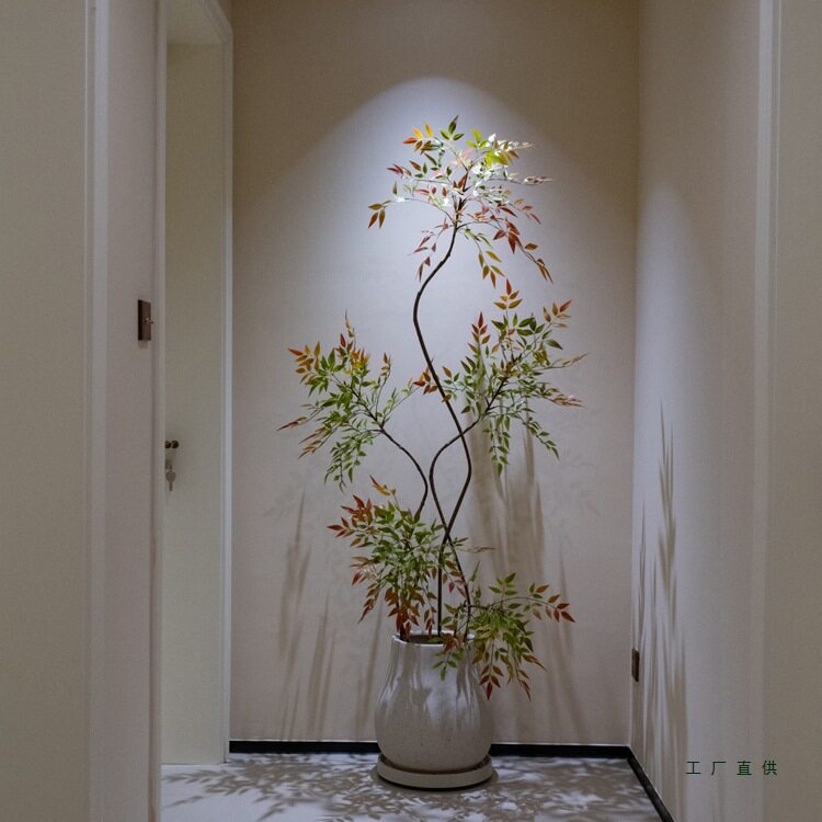 彩色南天竹绿植室内客厅阳台假树大型落地花盆栽摆件