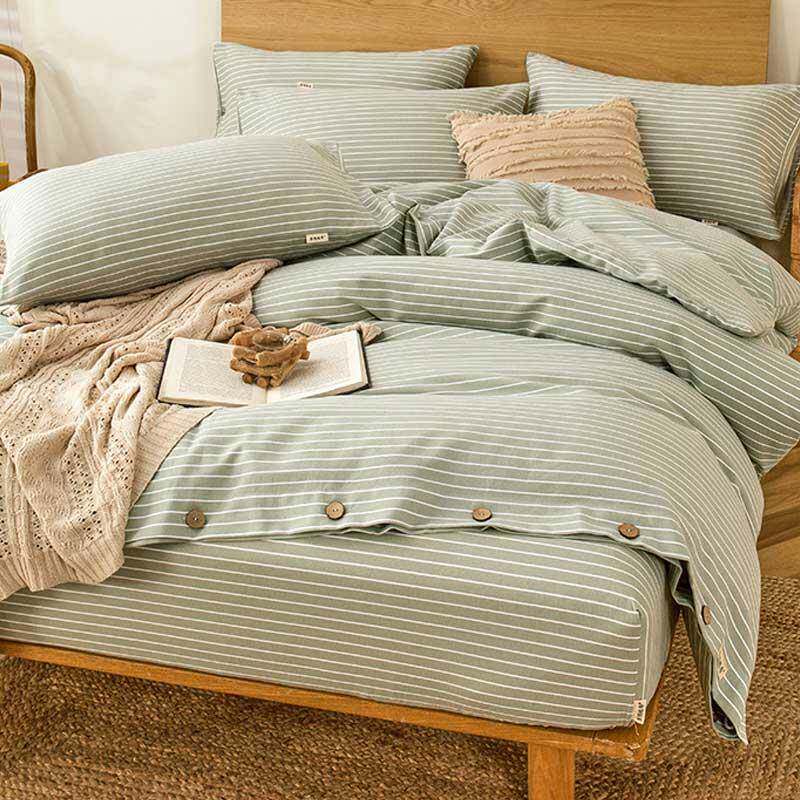 45VO厚100老粗F76T6M56布床上四件套床笠款加麻纯棉床单被套棉1米