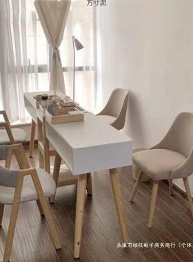 红美甲日式木质美甲桌子ILJ小型一桌店人双人带抽屉美甲桌网子美